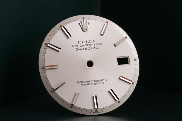 Load image into Gallery viewer, Rolex Mens Datejust Silver Stick Dial for 1601 - 1603 FCD15179

