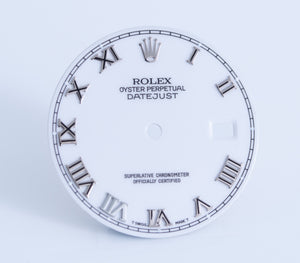 Rolex Datejust White Shantung Roman Dial for Model 16014 - 16234 FCD21504