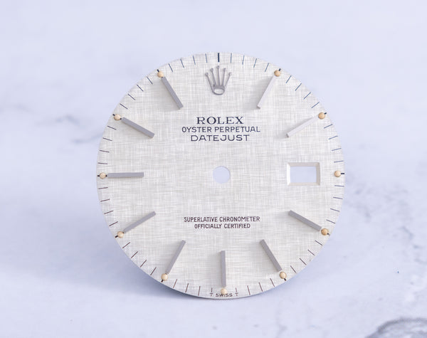 Load image into Gallery viewer, Rolex Datejust Silver linen stick dial for model 16030 - 16014 FCD21599
